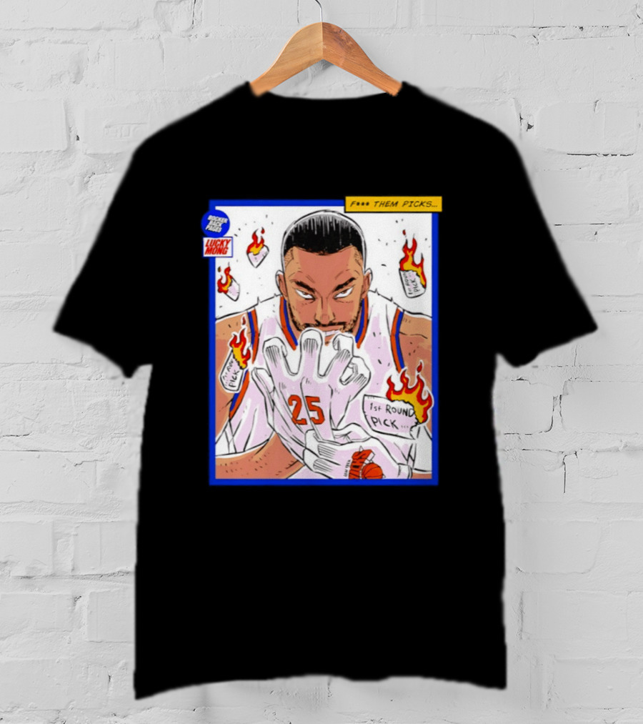 Lucky Mong Knicks Mikal Bridges Comic 25 Flames 1st Round Picks T-Shirt
