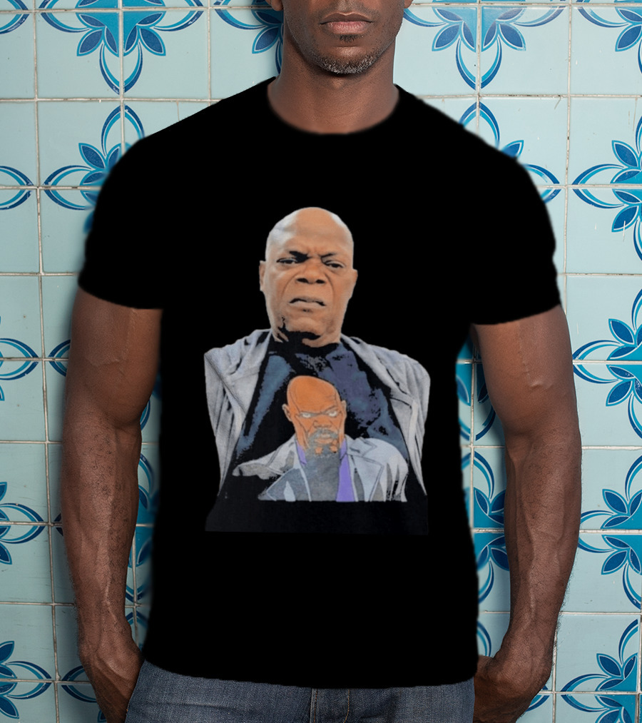 Samuel L. Jackson Wearing Himself On T-Shirt