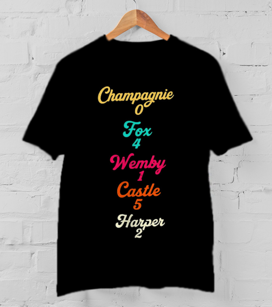 San Antonio Spurs Basketball Champagnie 0 Fox 4 Wemby 1 Castle 5 Harper 2 T-Shirt
