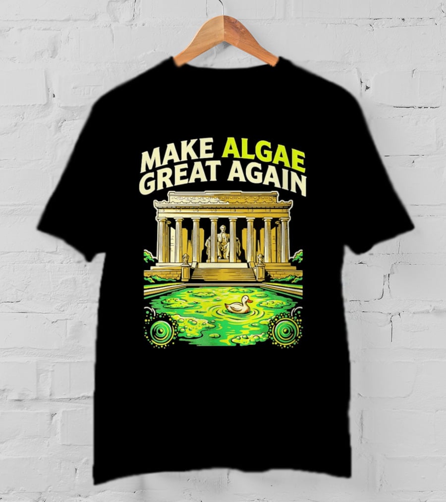 Make Algae Great Again Greek Temple Duck Pond Political Satire T-Shirt