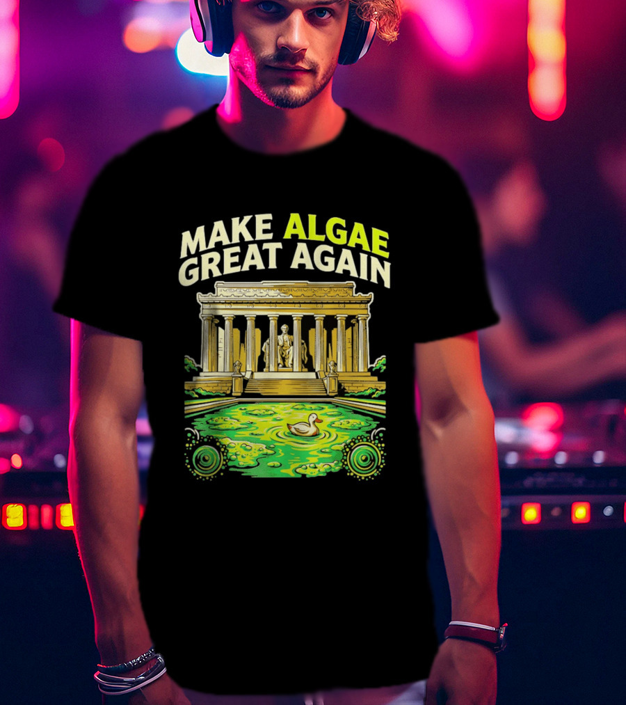 Make Algae Great Again Greek Temple Duck Pond Political Satire T-Shirt