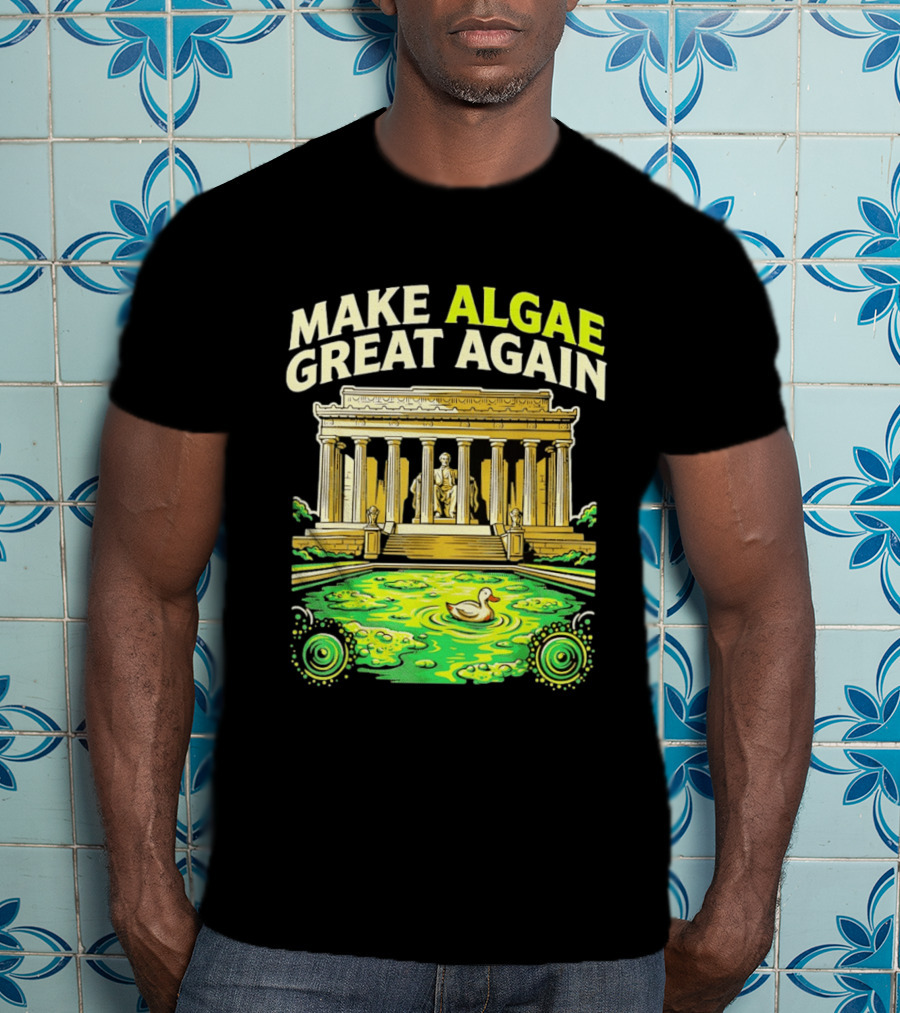 Make Algae Great Again Greek Temple Duck Pond Political Satire T-Shirt