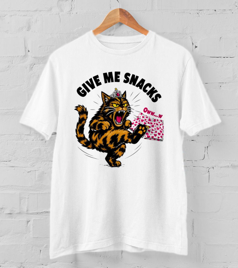 Cat Crown Give Me Snacks Owww W Wild Feline Fun T-Shirt