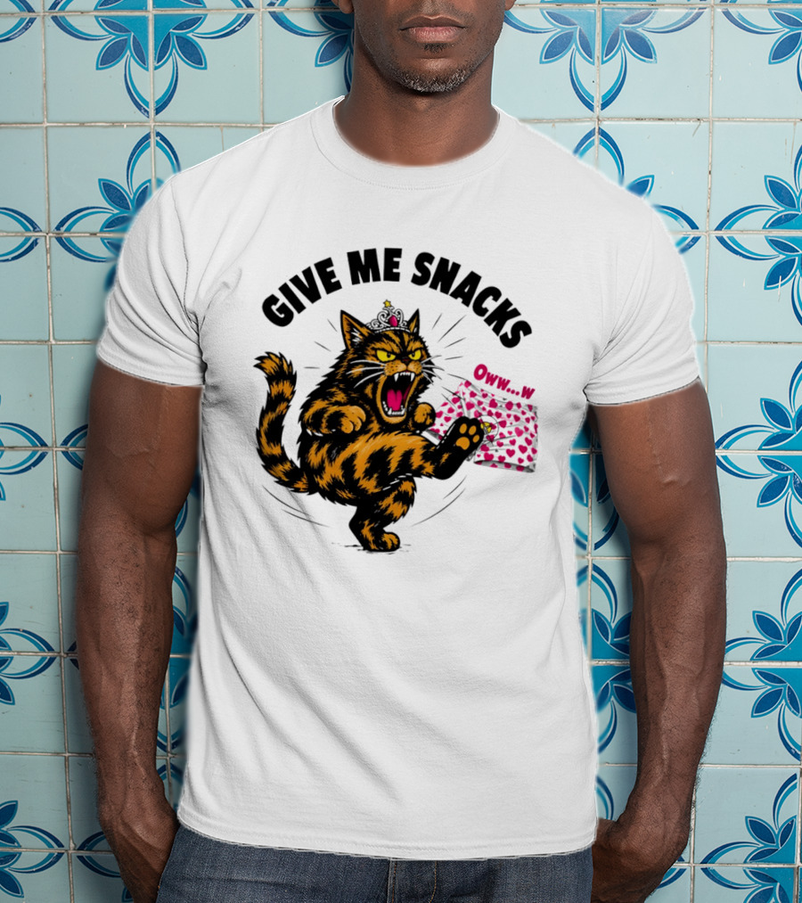 Cat Crown Give Me Snacks Owww W Wild Feline Fun T-Shirt