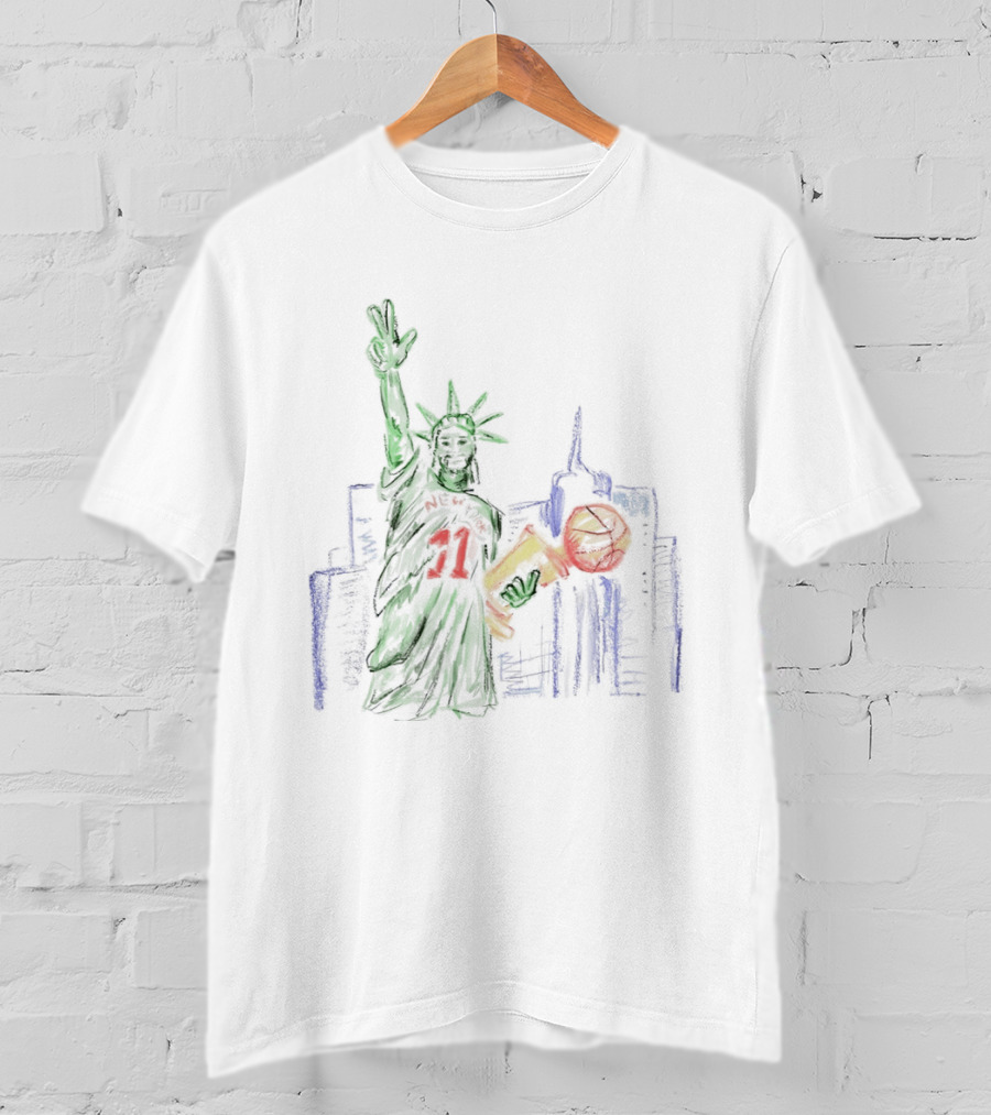 New York Jalen Brunson 11 Statue Of Liberty Basketball Trophy Wackjumper X Niko T-Shirt