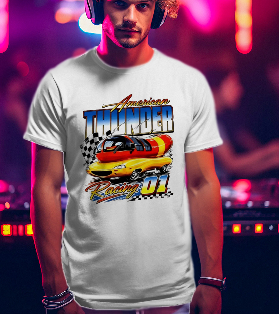 Oscar Mayer American Thunder Racing 01 Car Checkered Flag T-Shirt