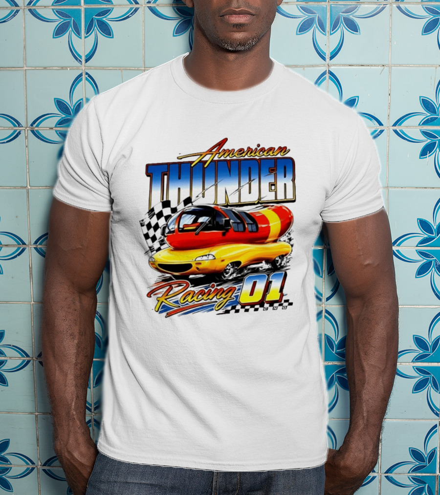 Oscar Mayer American Thunder Racing 01 Car Checkered Flag T-Shirt