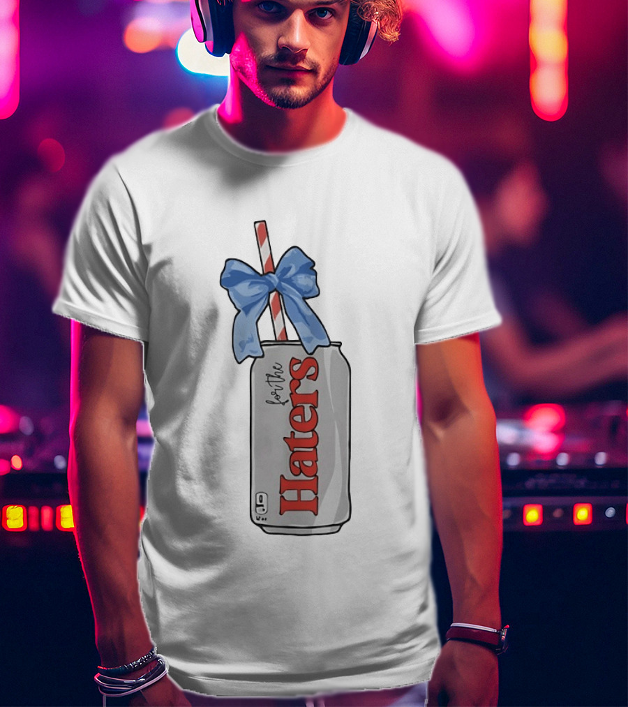 For The Haters Diet Coke Can With Blue Ribbon Bow And Straw T-Shirt