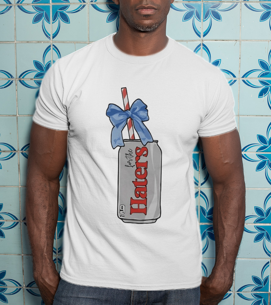 For The Haters Diet Coke Can With Blue Ribbon Bow And Straw T-Shirt