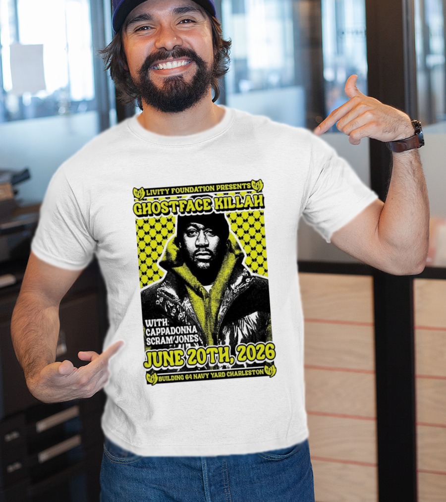 Livity Foundation Ghostface Killah Cappadonna Scram Jones June 20th 2026 Building 64 Navy Yard Charleston T-Shirt
