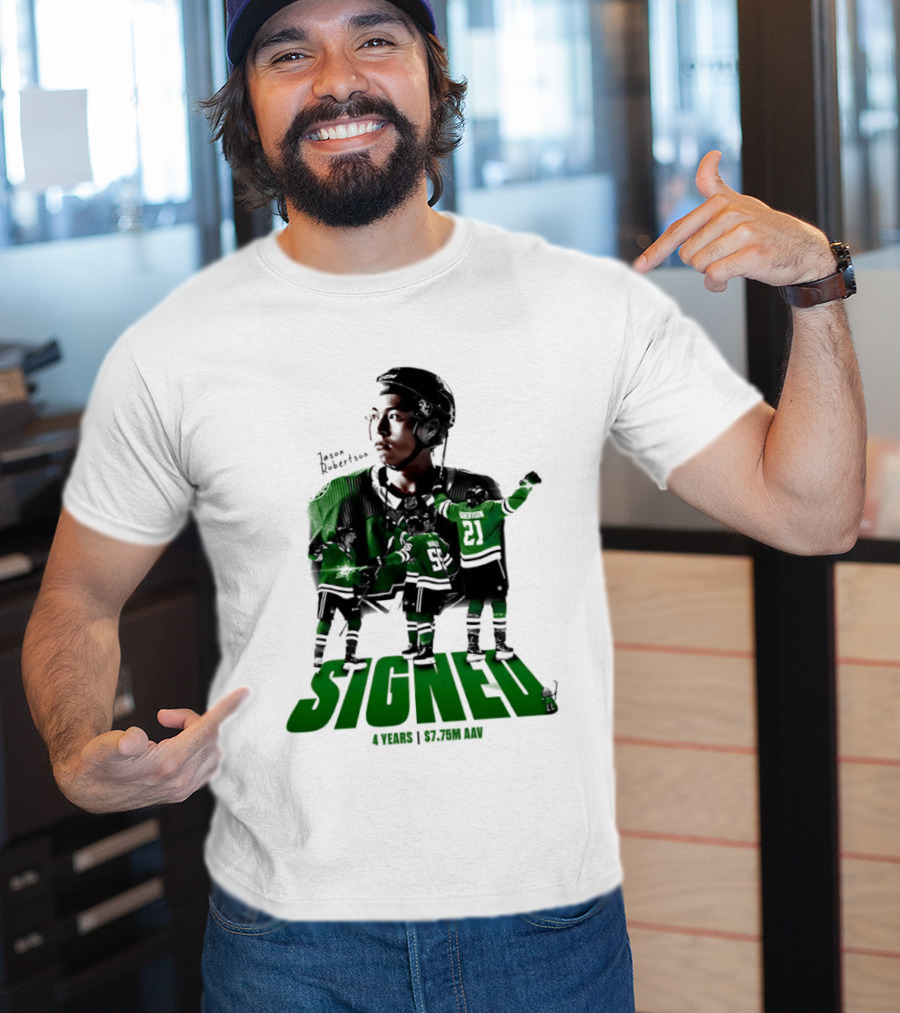 Jason Robertson Signed Dallas Stars 4 Years $7.75M AAV Contract T-Shirt