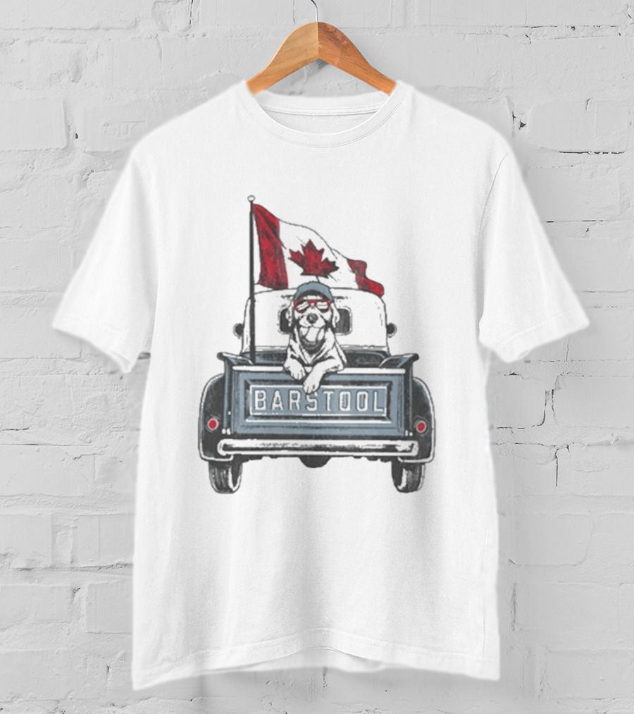 Barstool Truck Life Canadian Flag Dog T-Shirt
