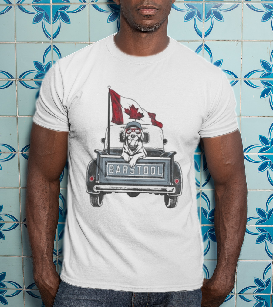Barstool Truck Life Canadian Flag Dog T-Shirt