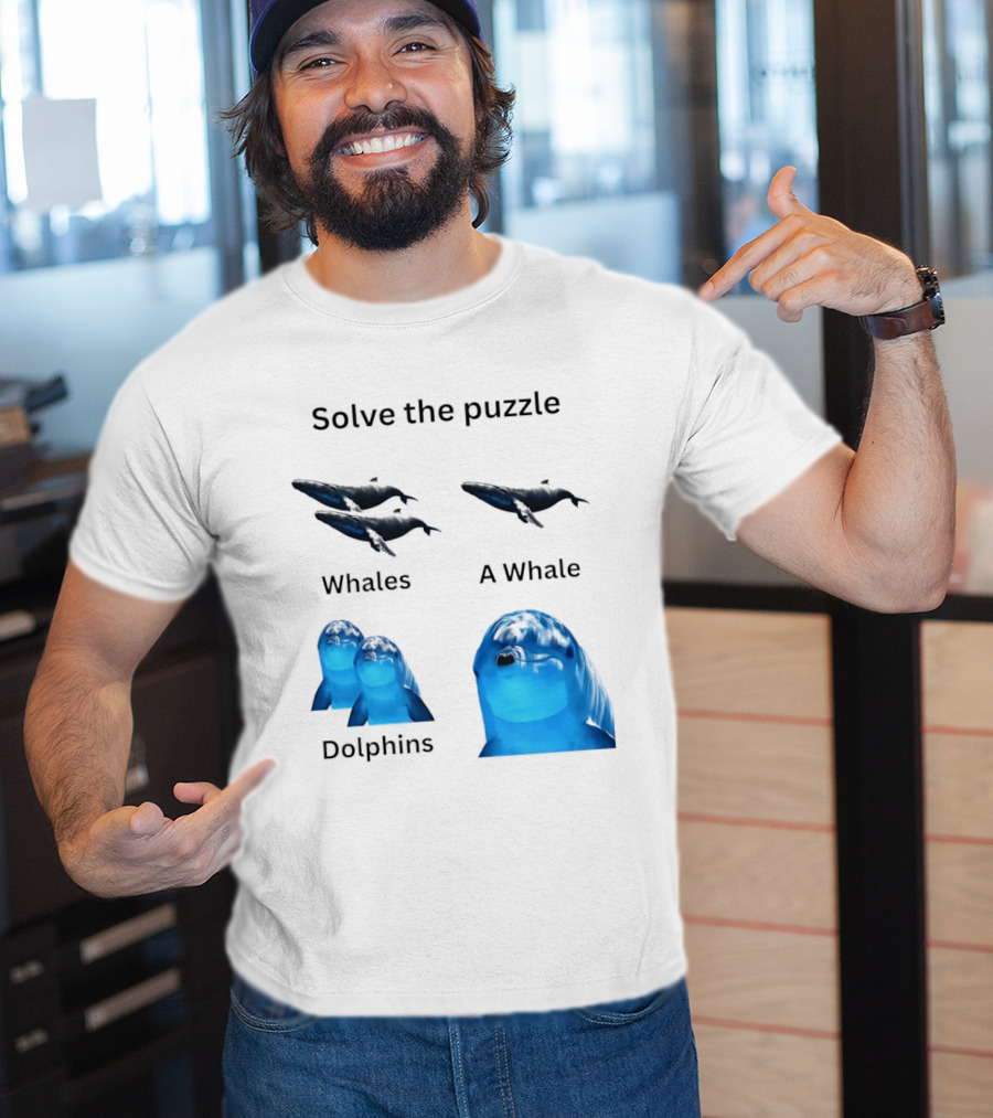 Solve The Puzzle Whales A Whale Dolphins Wordplay T-Shirt
