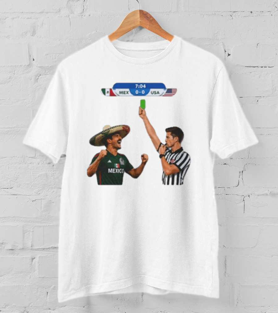 Mexico USA Soccer Rivalry Green Card Referee Moment T-Shirt