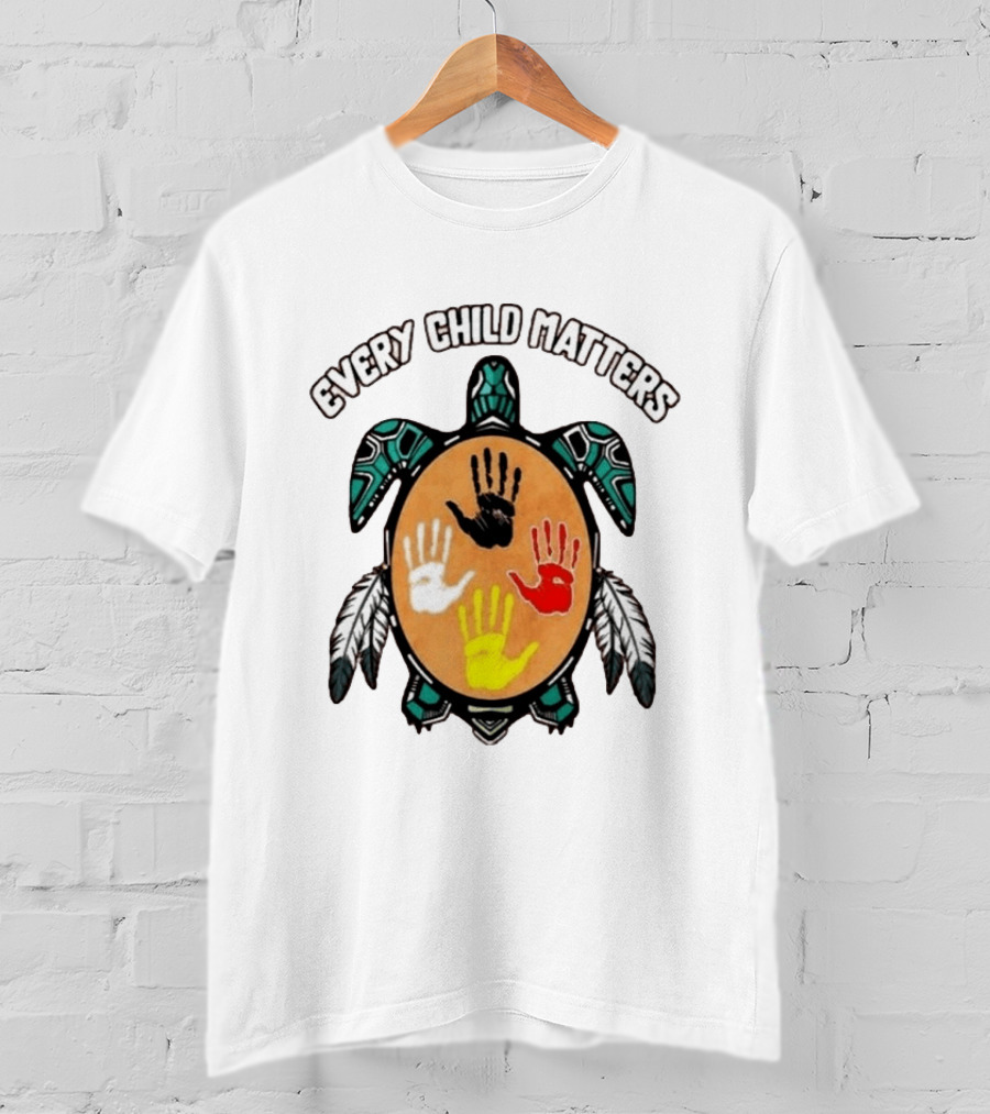 Every Child Matters Turtle Handprint Feather Symbol Empowerment T-Shirt