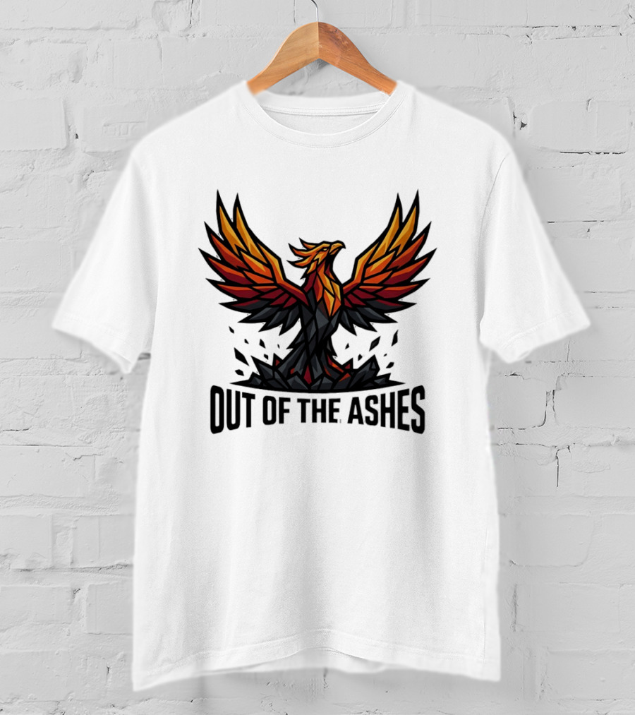 Phoenix Rising Out Of The Ashes Geometric Mythical Bird Fiery Wings T-Shirt