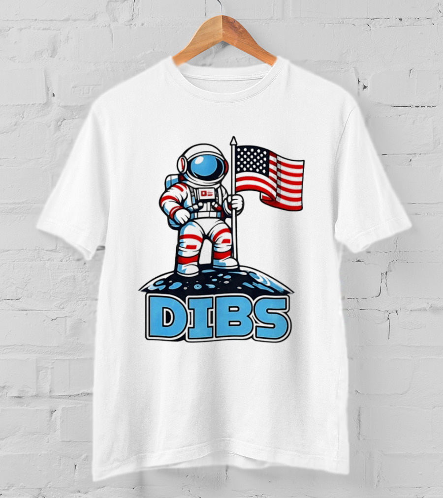 USA Dibs On The Moon Astronaut Space American Flag T-Shirt