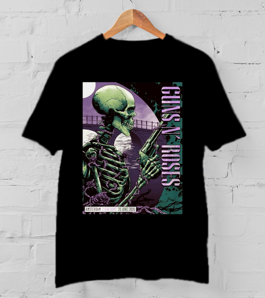 Guns N Roses Amsterdam Ziggo Dome 20 June 2026 Skeleton Bridge T-Shirt