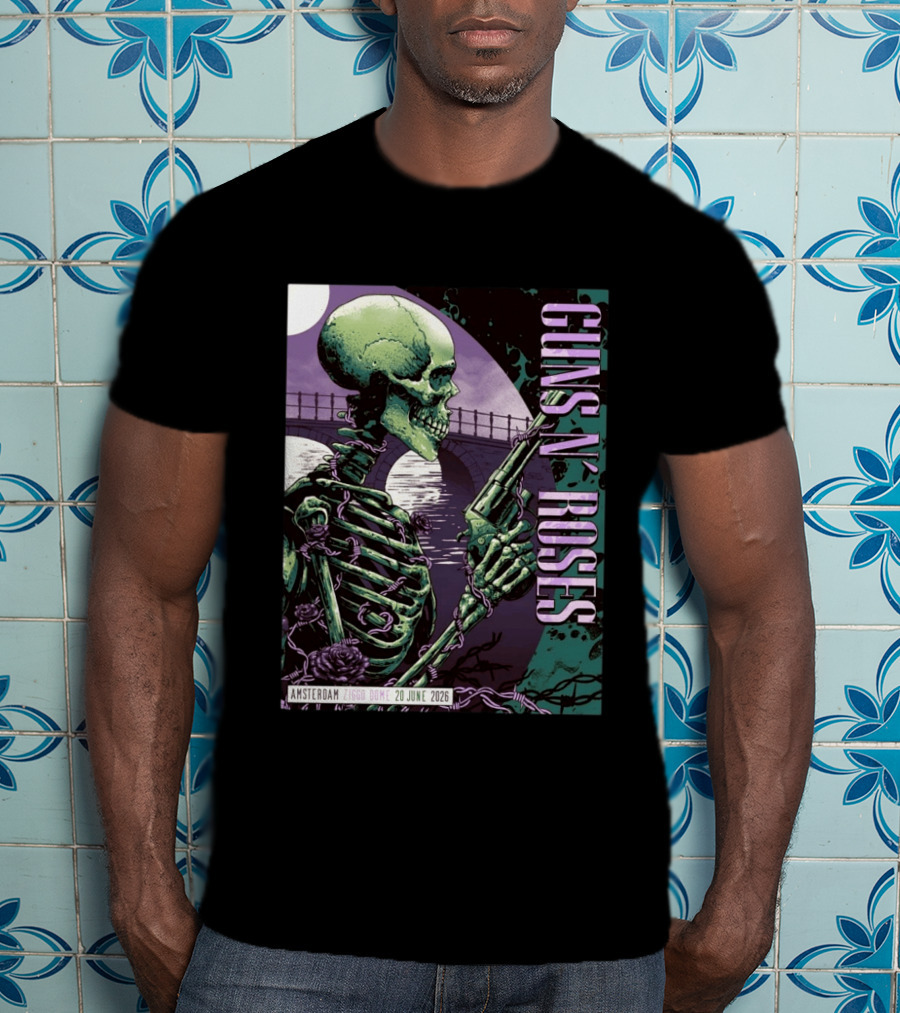 Guns N Roses Amsterdam Ziggo Dome 20 June 2026 Skeleton Bridge T-Shirt