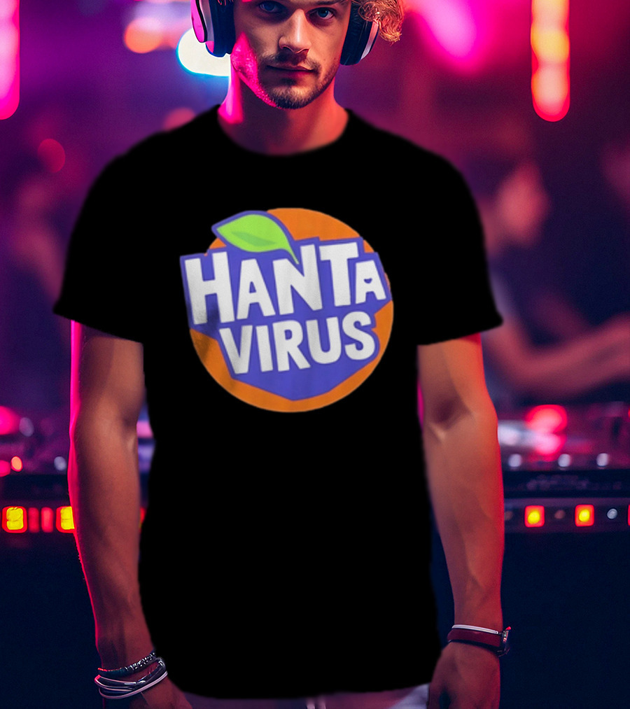 Hanta Virus Fanta Orange Circle With Green Leaf T-Shirt
