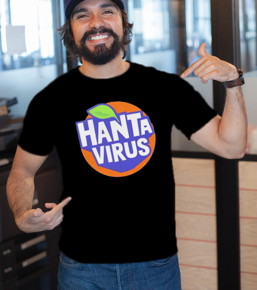 Hanta Virus Fanta Orange Circle With Green Leaf T-Shirt
