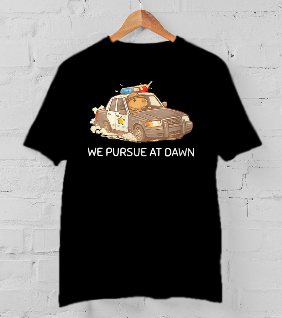 Capybara Police Car We Pursue At Dawn T-Shirt