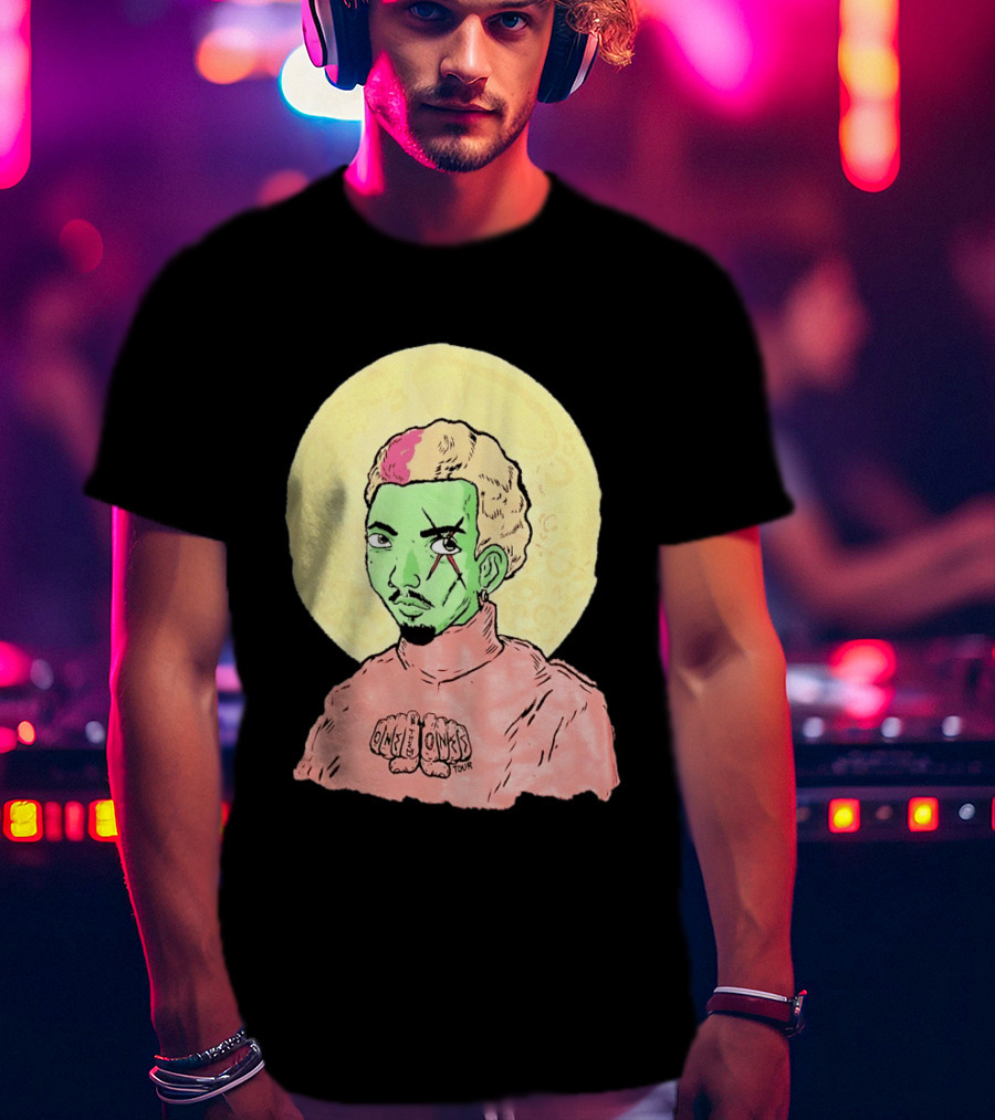 Chris Brown One Of Them Ones Tour 2026 Green Face Pink Hair Halo T-Shirt