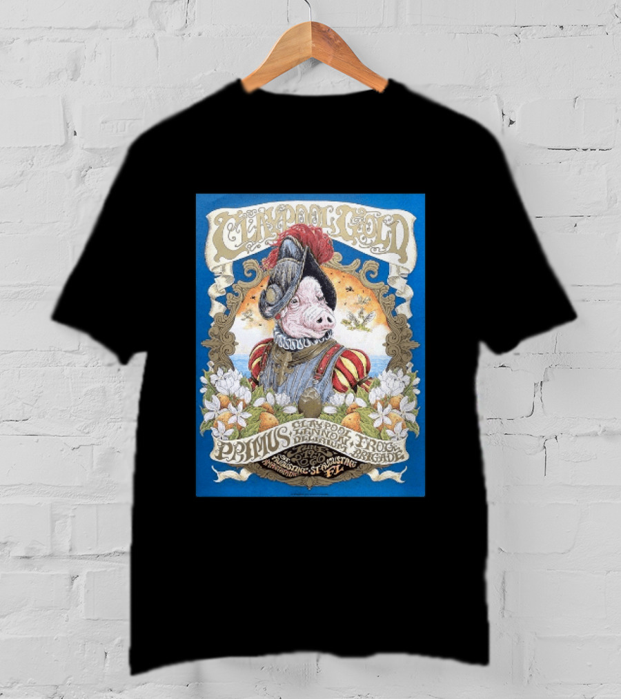 Claypool Gold Primus Claypool Lennon Delirium Frog Brigade St Augustine FL 2026 Event June 19 St Augustine Amphitheatre T-Shirt