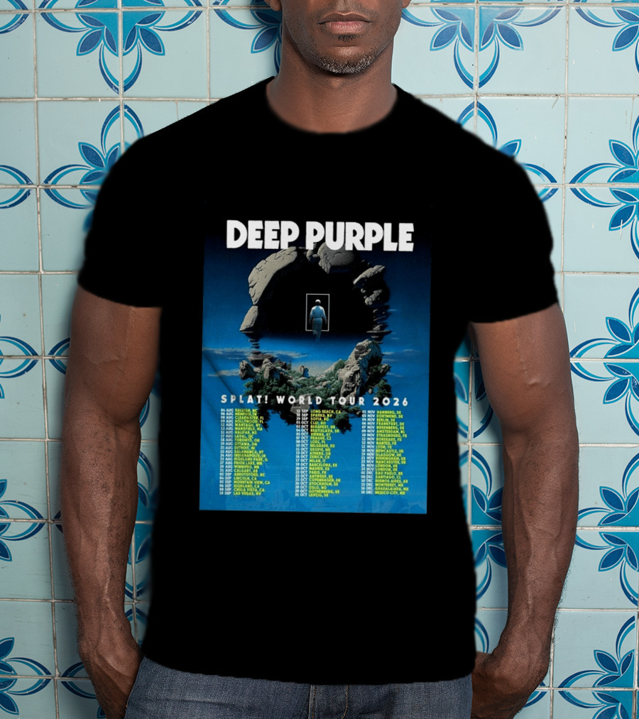 Deep Purple Splat World Tour 2026 Schedule And Dates Raleigh To Mexico City T-Shirt