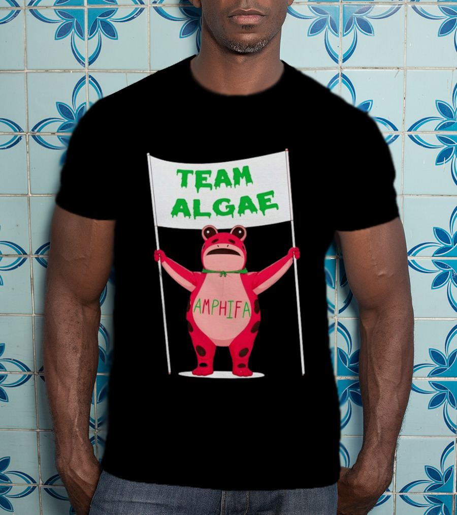 Team Algae Amphifa Frog Holding Banner T-Shirt