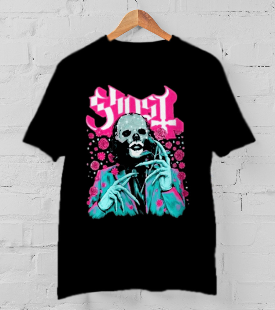 Ghost Band Summer 2026 Exclusive Floral Lachryma Pink Roses Skull T-Shirt