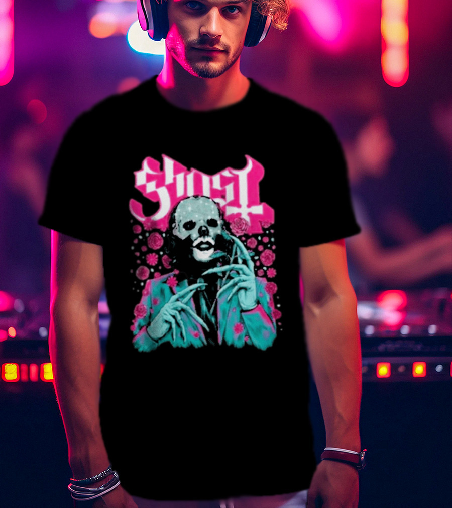 Ghost Band Summer 2026 Exclusive Floral Lachryma Pink Roses Skull T-Shirt