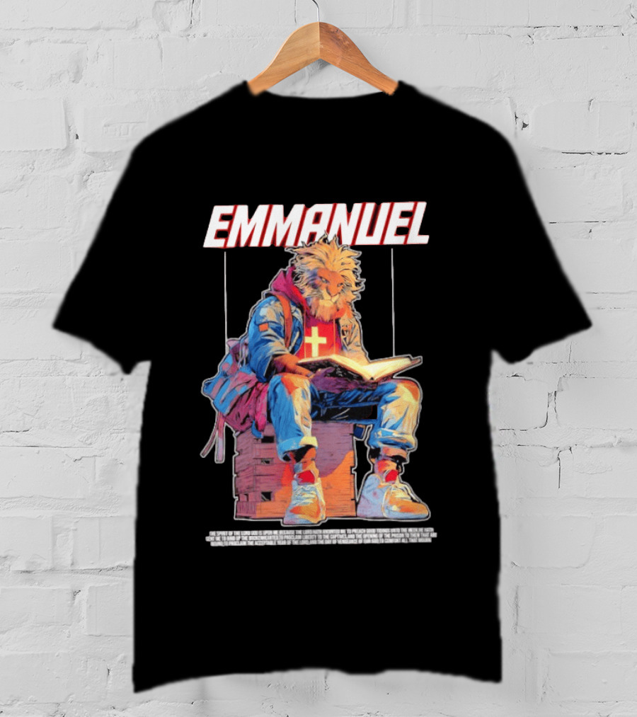 Emmanuel The Spirit Of The Lord God Is Upon Me Lion Reading To Comfort All That Mourn T-Shirt