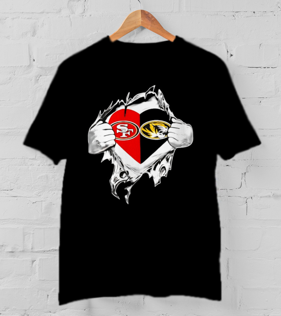 Missouri Tigers San Francisco 49ers Heart Logo Fan Passion T-Shirt
