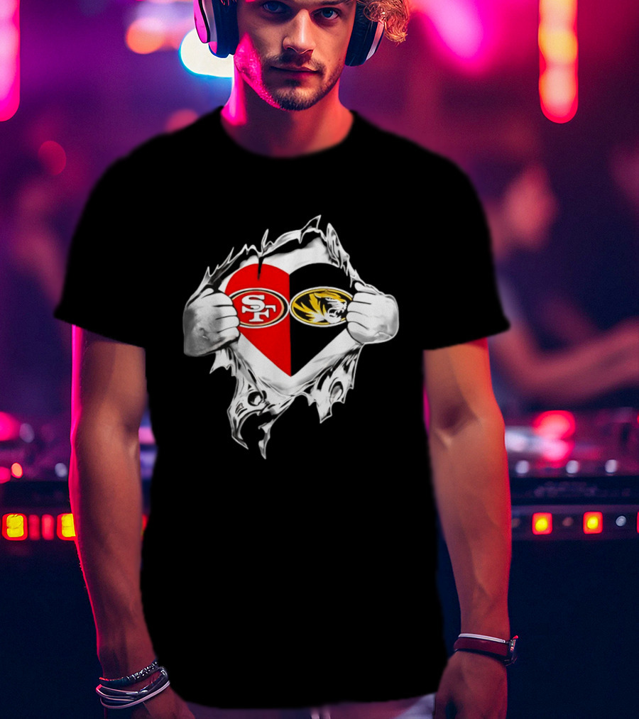 Missouri Tigers San Francisco 49ers Heart Logo Fan Passion T-Shirt