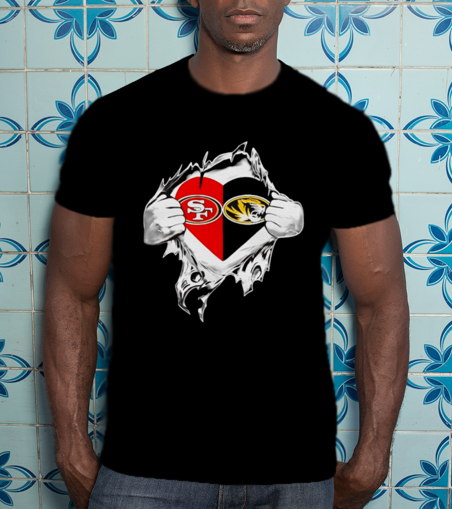 Missouri Tigers San Francisco 49ers Heart Logo Fan Passion T-Shirt