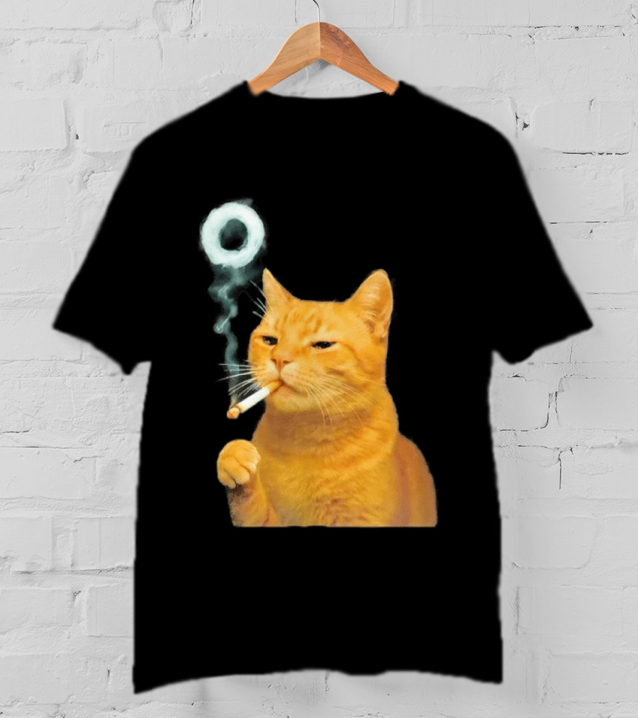 Smoking Cat With Cigarette And Smoke Ring T-Shirt