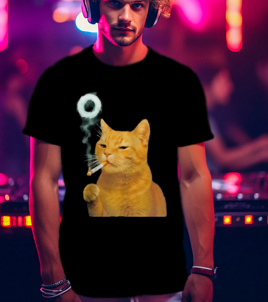 Smoking Cat With Cigarette And Smoke Ring T-Shirt