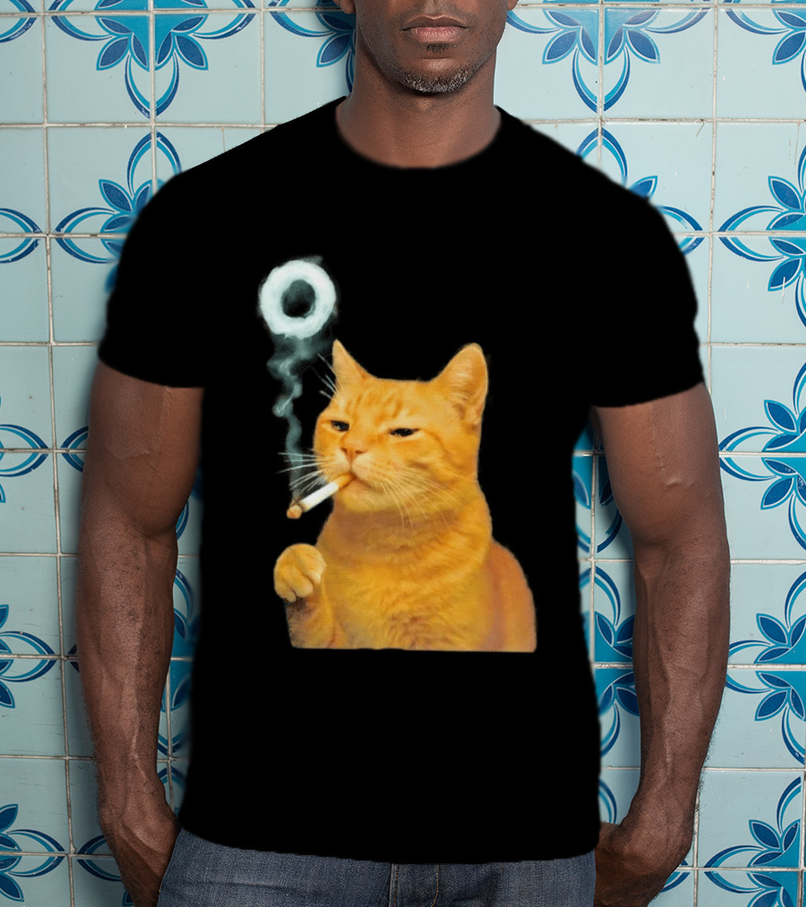 Smoking Cat With Cigarette And Smoke Ring T-Shirt
