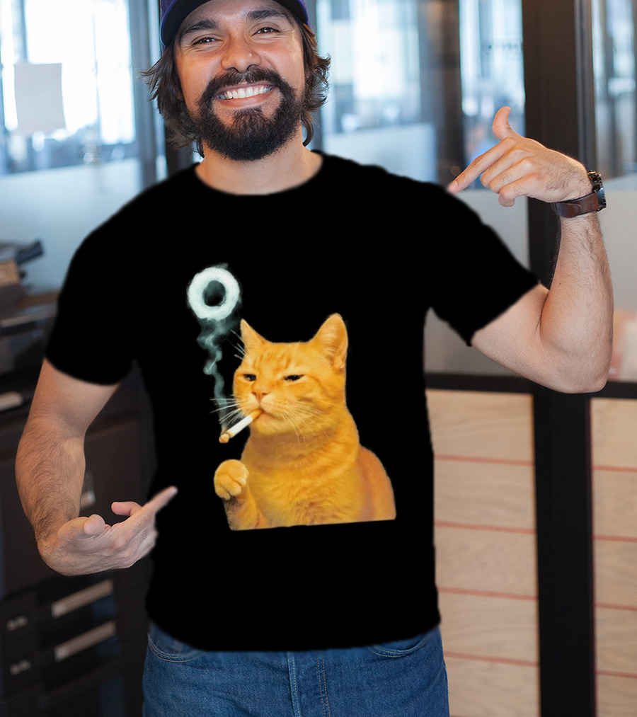 Smoking Cat With Cigarette And Smoke Ring T-Shirt