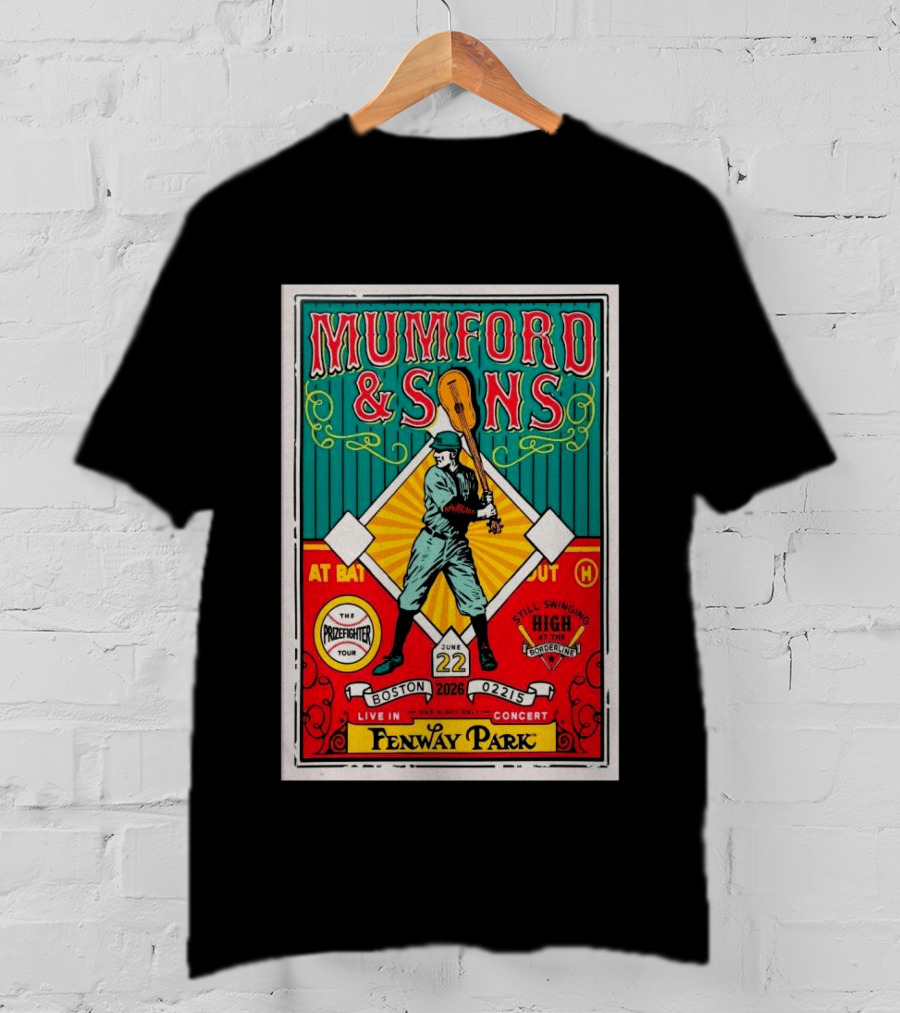 Mumford & Sons The Prizefighter Tour June 22 2026 Fenway Park Boston Concert T-Shirt