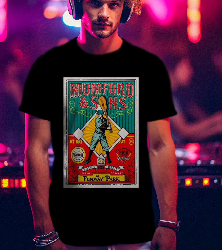 Mumford & Sons The Prizefighter Tour June 22 2026 Fenway Park Boston Concert T-Shirt