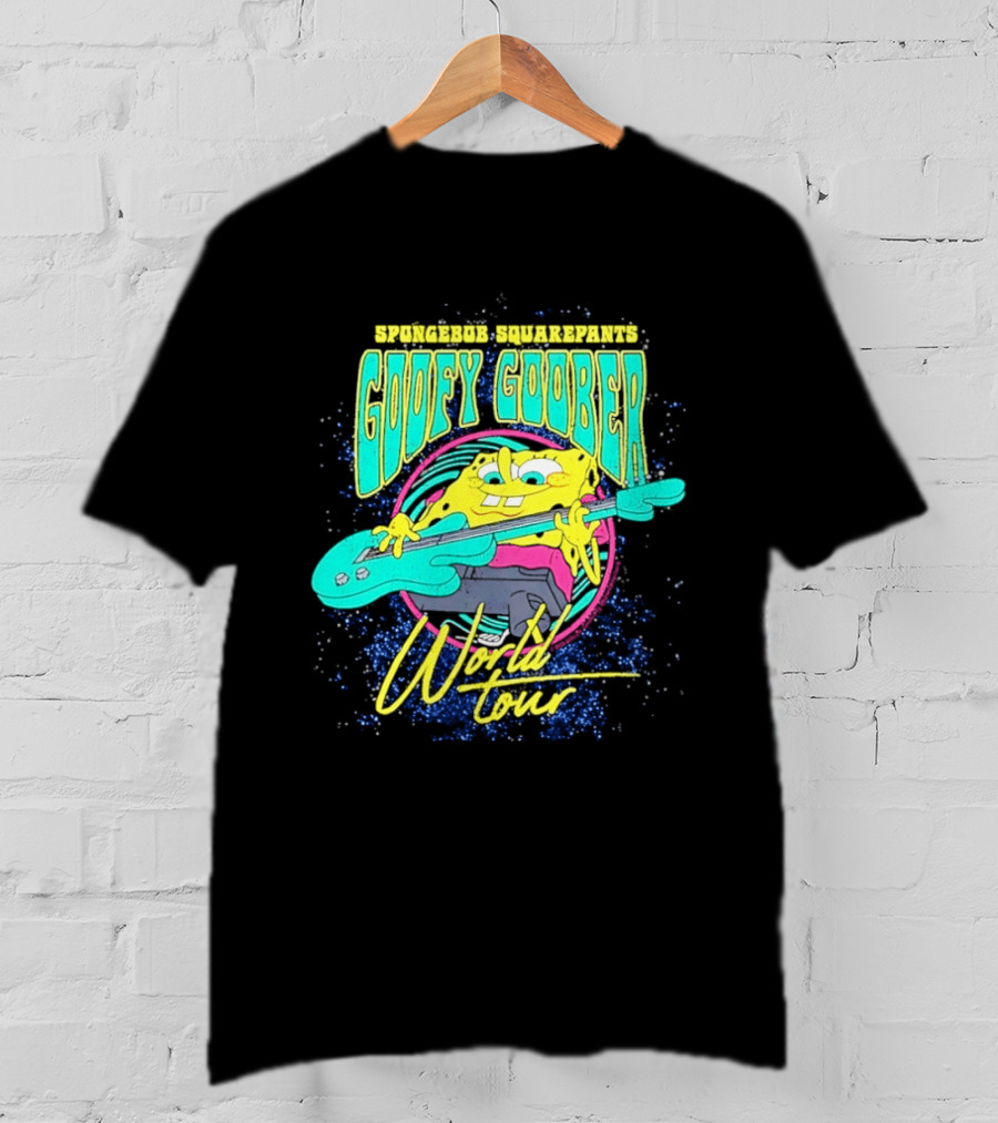 Sponge SquarePants Goofy Goober World Tour Rocking Out With Guitar T-Shirt