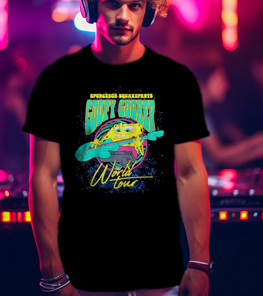 Sponge SquarePants Goofy Goober World Tour Rocking Out With Guitar T-Shirt