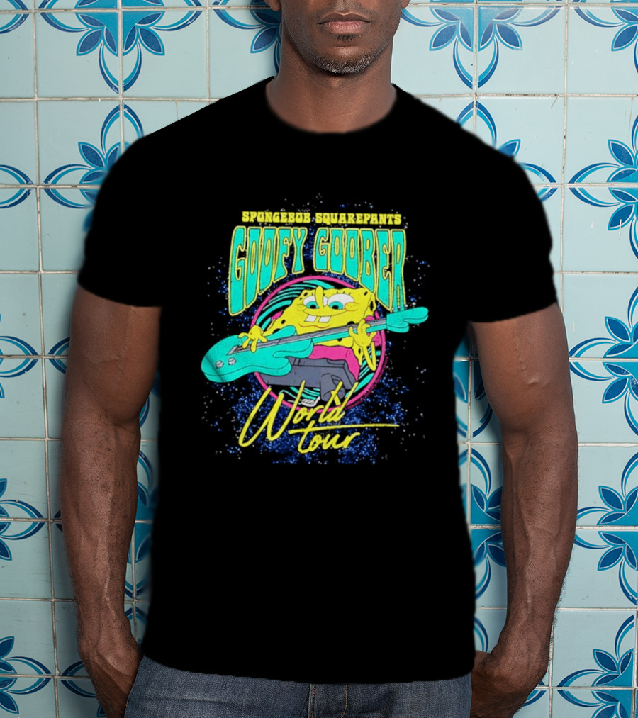 Sponge SquarePants Goofy Goober World Tour Rocking Out With Guitar T-Shirt