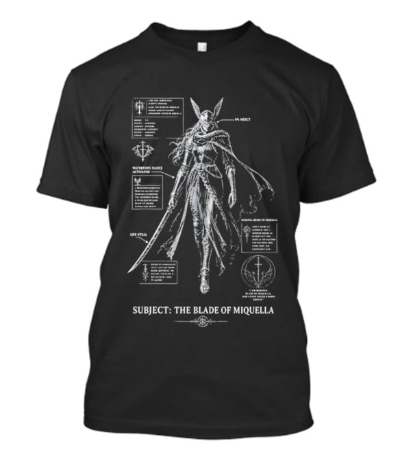 Subject The Blade Of Miquella Schematic Fantasy Character Detailed Diagram T-Shirt
