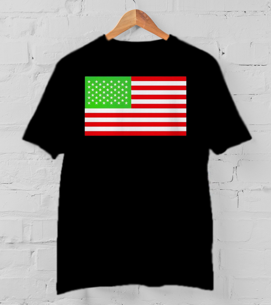 Team Algae Reflecting Pond Green Stars United States National Flag USA 4th Of July T-Shirt