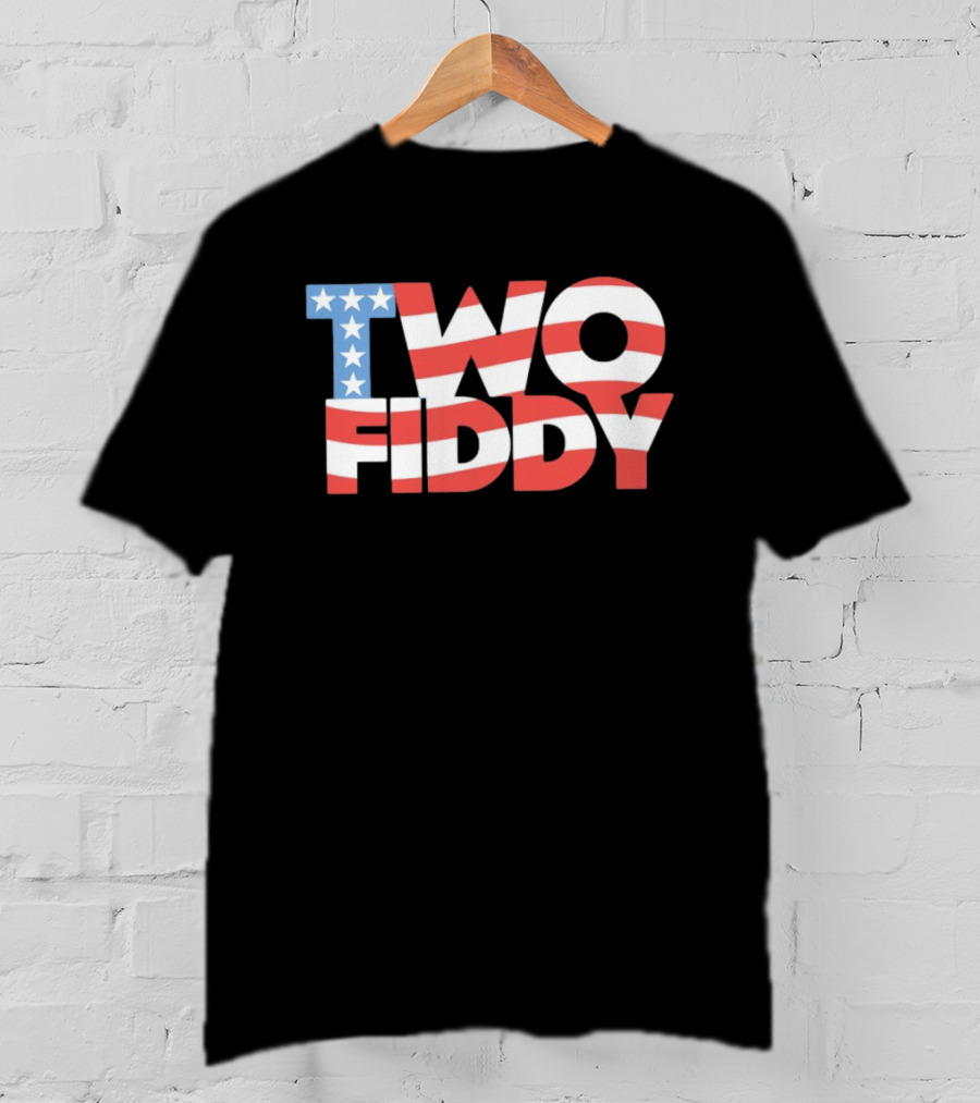 Two Fiddy American Flag Red White Blue Stars Stripes T-Shirt