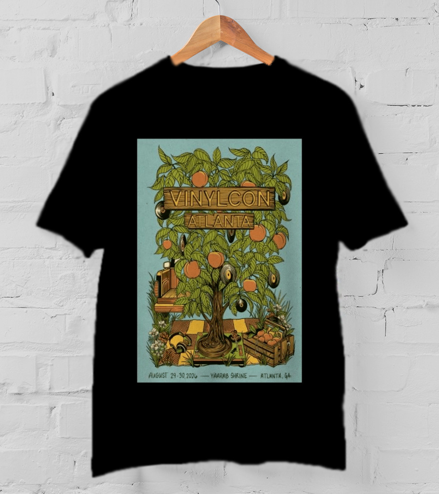 VinylCon Atlanta August 29 30 2026 Yaarab Shrine Georgia Peach Tree Records T-Shirt